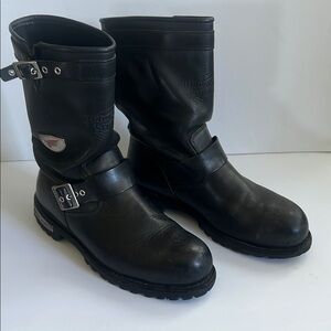 Red Wing Steele Toe Black Leather Engineer Mototcycle Boots with Buckle